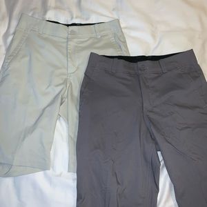 Two khaki Nike golf shorts